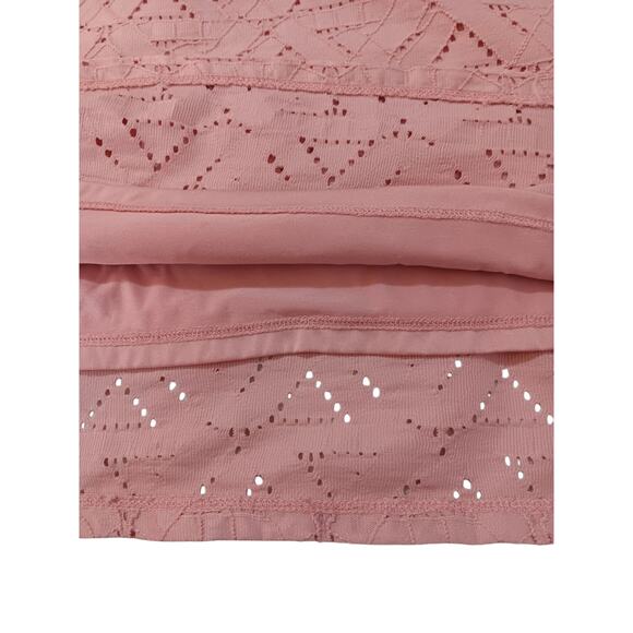 2000s LIZ CLAIBORNE Pink‎ Eyelet Lace Embroidered Top Blouse 2X Short Sleeves - Picture 4 of 6